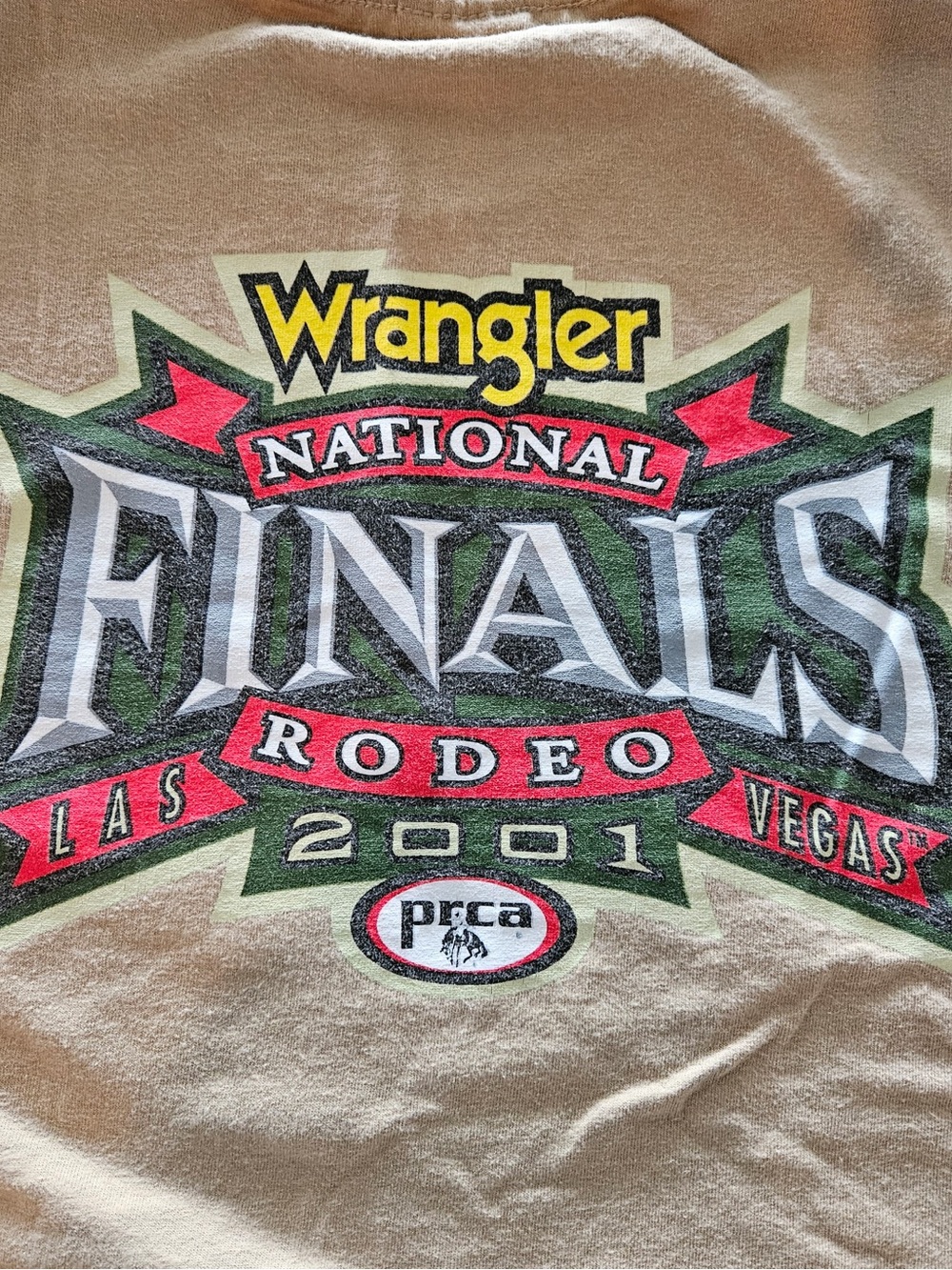Vintage Gildan Wrangler NFT Tan Short-Sleeve Graphic Logo Tee - Picture 3 of 6